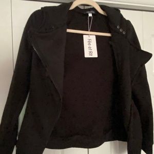 Jacket, moto style hooded
